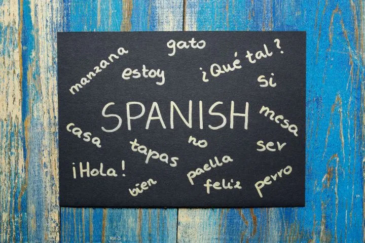 黒板にSPANISHと書かれているイメージ