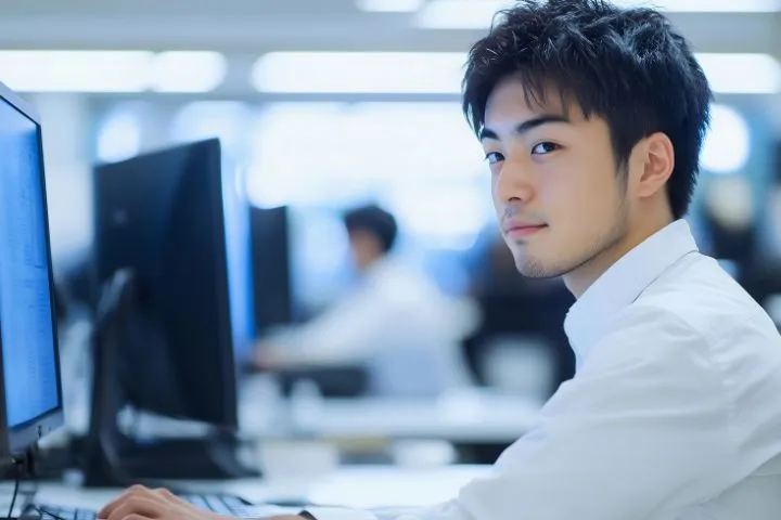 仕事をする若いビジネスマン