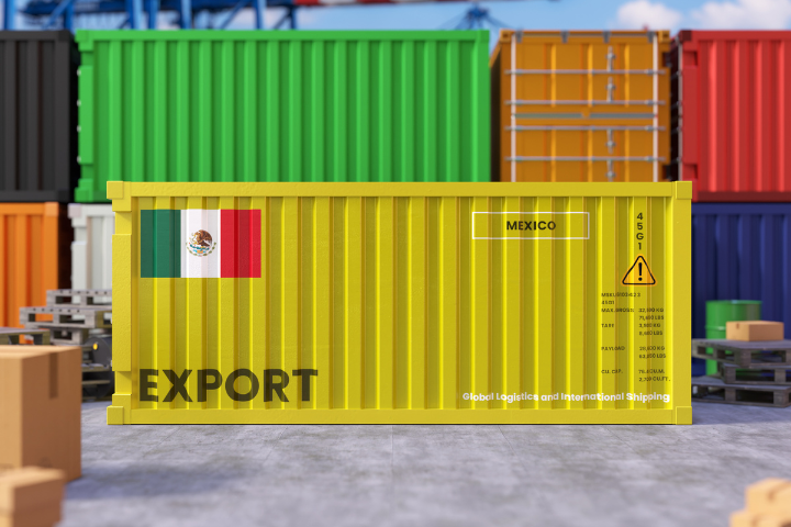 メキシコの国旗マークがついたコンテナのイメージ