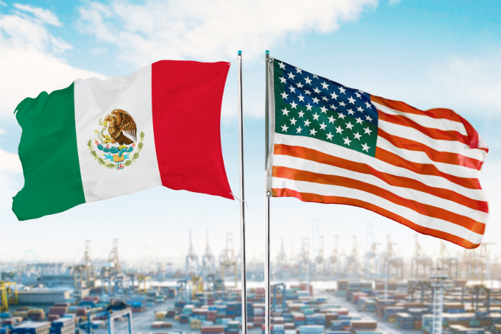メキシコとアメリカの国旗のイメージ
