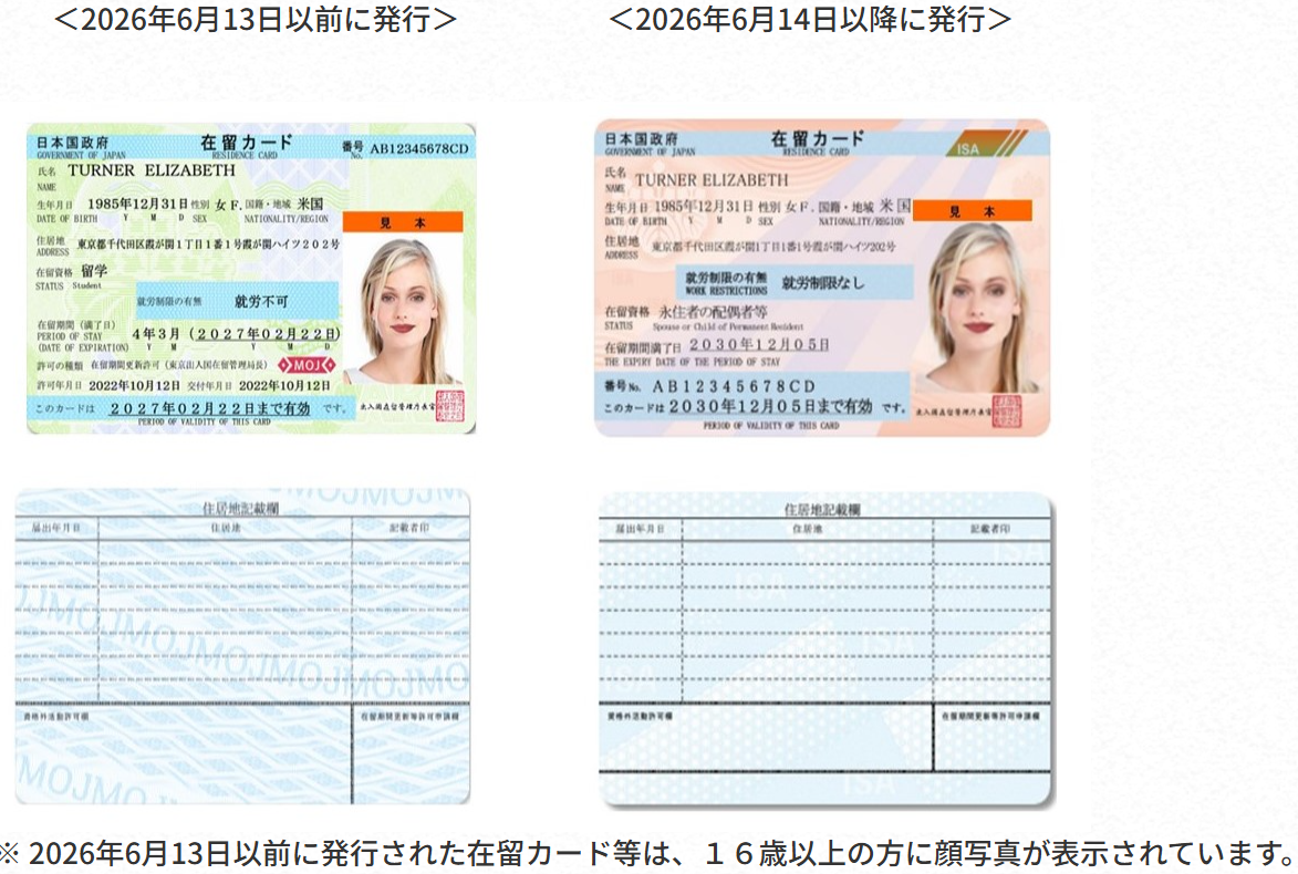 在留カードの裏表の画像
