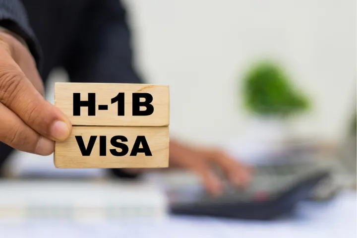 VISAとH-18と書かれたブロックを持つ手の画像