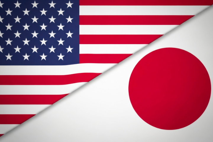 アメリカと日本の国旗